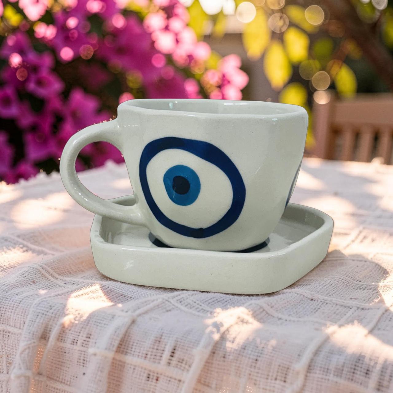 Ceramic Coffee Cup and Saucer Set