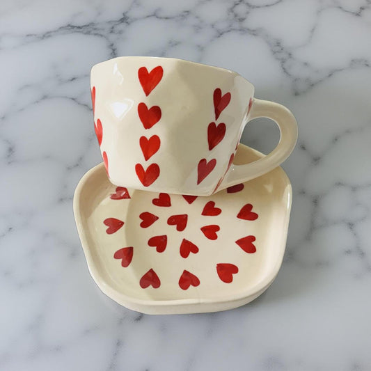 Ceramic Heart Print Coffee Cup