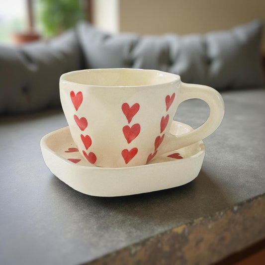 Ceramic Heart Print Coffee Cup