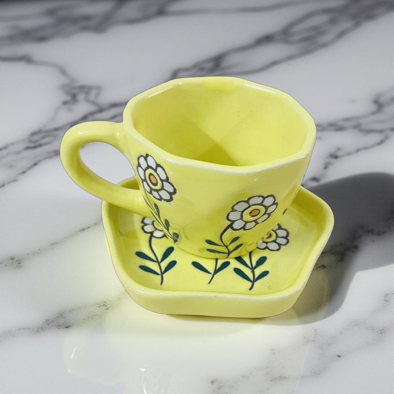 Ceramic Coffee Cup and Saucer Set